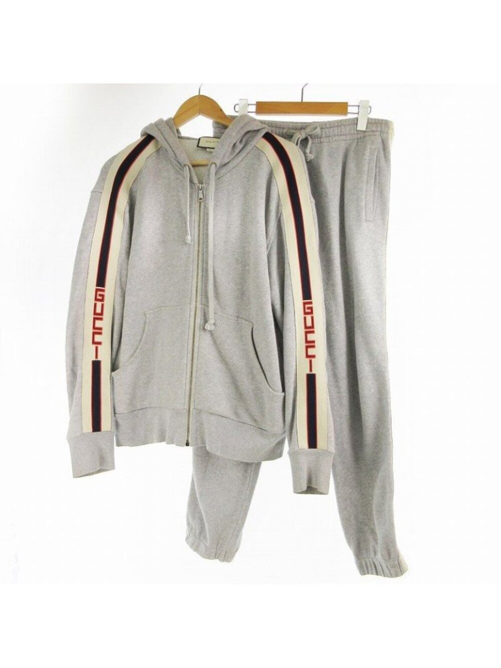 Gucci Set Technical Line Zip Up Hoodie Sweatpants Tiger Logo Gray Division S